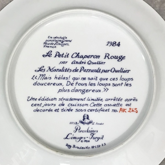 LIMOGES-TURGOT VINTAGE LE PETIT CHAPERON ROUGE - Picture 3 of 3